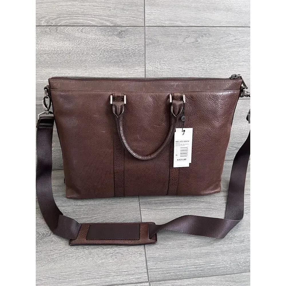 Brahmin Beckett cocoa brown Manchester genuine leather men laptop bag B000514